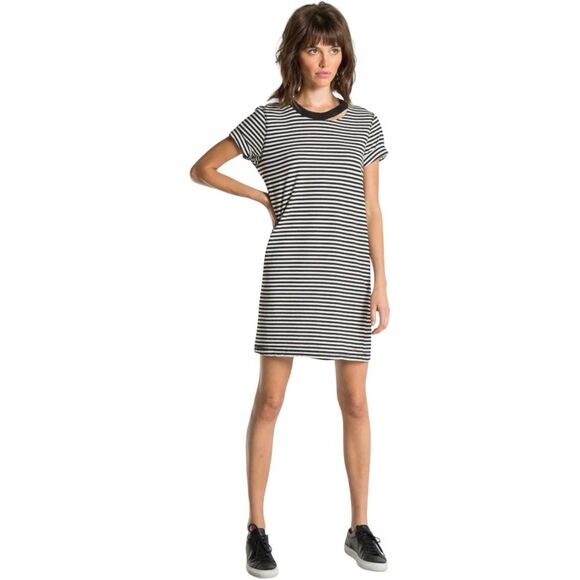 N:Philanthropy Black Gray White Distressed Cut Out Mini Short Sleeve Dress XS - Picture 1 of 12